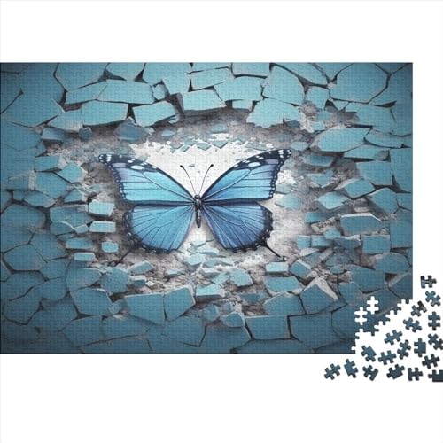 Hölzern Puzzle Schmetterling mit 3D-Effekt 1000 Piece Puzzle for Adults and Children Aged 14 and Over, Puzzle with Tier 1000pcs (75x50cm) von LOUSON