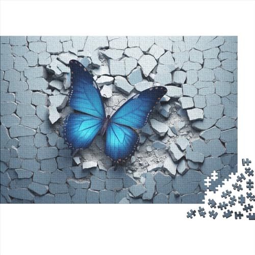 Hölzern Puzzle Schmetterling mit 3D-Effekt 1000 Piece Puzzle for Adults and Children Aged 14 and Over, Puzzle with Tier 1000pcs (75x50cm) von LOUSON