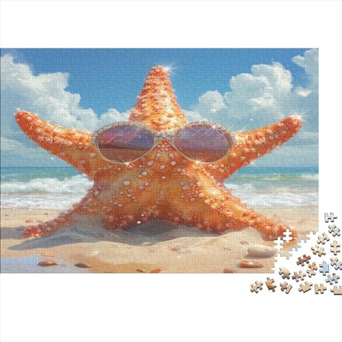 Hölzern Puzzle Starfish 500 Piece Puzzle for Adults and Children Aged 14 and Over, Puzzle with Beach 500pcs (52x38cm) von LOUSON