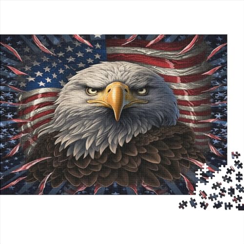 Holzpuzzle für Erwachsene, 500 Teile, amerikanische Flagge mit Adler, Puzzles für Erwachsene, Familienspiele, Weihnachten, Geburtstagsgeschenke von LOUSON