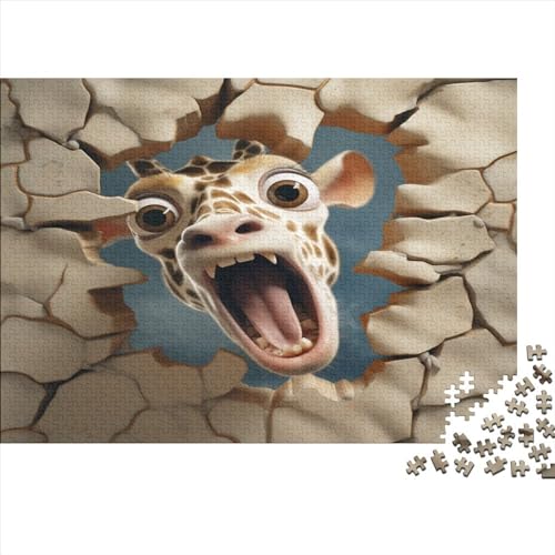 Lustiges Giraffen-Puzzle mit 3D-Effekt, 500-teiliges Puzzle für Erwachsene, Tiere, 500 Teile (52 x 38 cm) von LOUSON