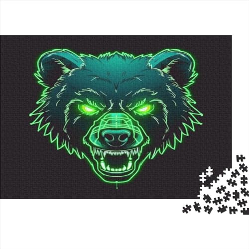 Neon Angry Bear Puzzle für Erwachsene, 500 Teile (52 x 38 cm), Holz von LOUSON