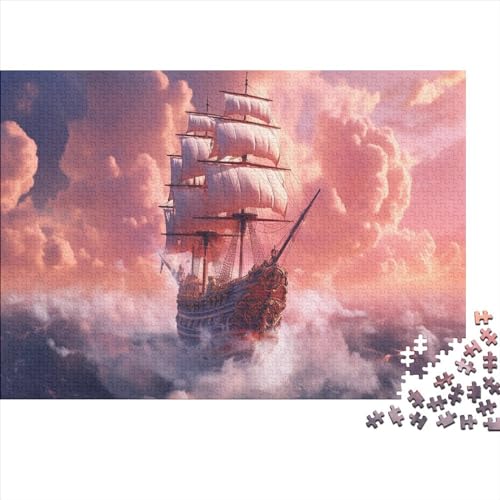 Psychedelische Landschaft Puzzles 300 Teile für Erwachsene Puzzles für Erwachsene 300 Teile Holzpuzzle Lernspiele Piratenschiff von LOUSON