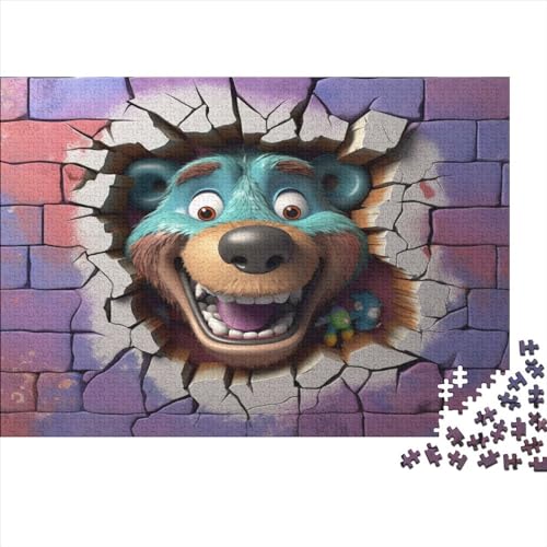 Puzzle mit 3D-Rissen-Wand-Effekt, 500-teiliges Puzzle für Erwachsene, Bier, 500 Teile (52 x 38 cm) von LOUSON