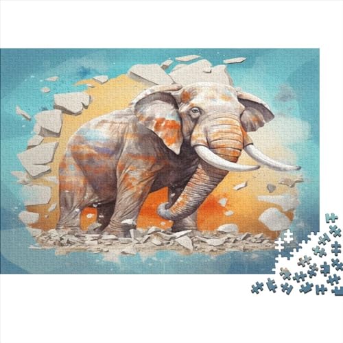 Puzzle mit 3D-Rissen-Wand-Effekt, 500-teiliges Puzzle für Erwachsene, Elefant, 500 Teile (52 x 38 cm) von LOUSON