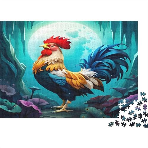 Rooster Puzzle 1000 Teile für Erwachsene Tier Jigsaw Puzzle, einzigartiges Design, 1000 Stück (75 x 50 cm) (Holz) von LOUSON