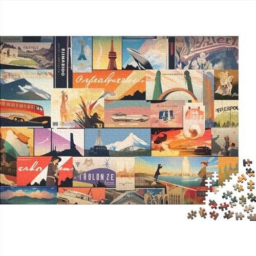 Vintage Reiseposter, Puzzles für Erwachsene, 1000 Teile Puzzles für Erwachsene, herausforderndes Spiel, berühmte Landschaft von LOUSON