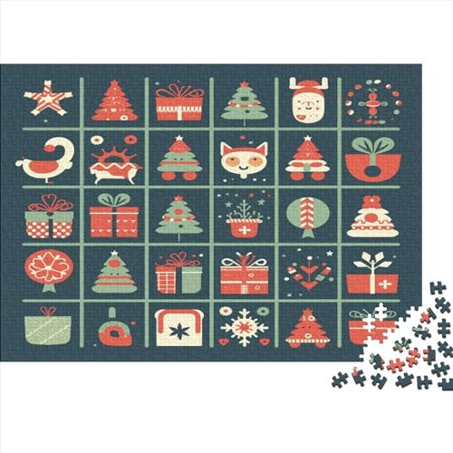 Weihnachtsartikel-Puzzles aus Holz für Erwachsene, 1000-teiliges Puzzle für Erwachsene, herausforderndes Spiel, bunt von LOUSON