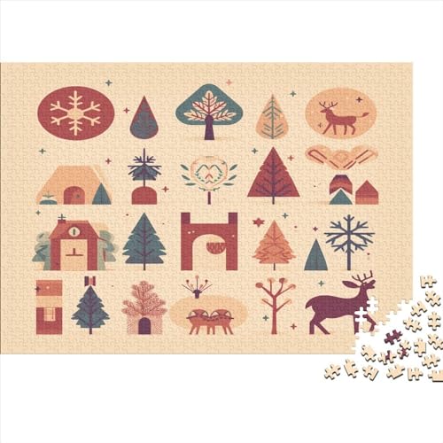 Weihnachtsartikel-Puzzles aus Holz für Erwachsene, 500-teiliges Puzzle für Erwachsene, herausforderndes Spiel, bunt von LOUSON