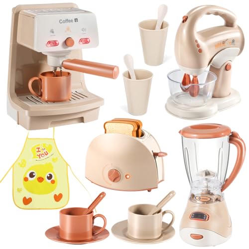 LOVE LIFE Kinderspielzeug ab 3 Jahre – Spielküche Zubehör & Kinderküche Zubehör mit Kinder Kaffeemaschine, Mixer & Toaster – Geschenke für Kinder, Mädchen & Jungen von LOVE LIFE