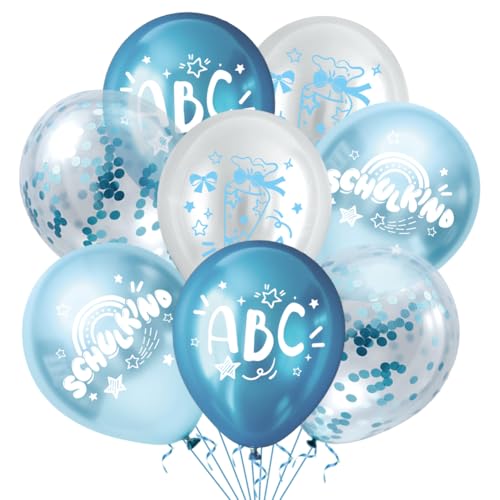 Set mit 20 Luftballon Schulanfang Jungen & Mädchen – Einschulung Schulstart Deko für Schuleinführung, Schulstart-Feiern, Kinderfeste, Geburtstage & Boho-Partys (Blau) von LOVECENTRAL