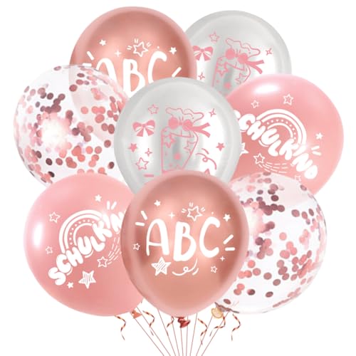 Set mit 20 Luftballon Schulanfang Jungen & Mädchen – Einschulung Schulstart Deko für Schuleinführung, Schulstart-Feiern, Kinderfeste, Geburtstage & Boho-Partys (Rosa) von LOVECENTRAL