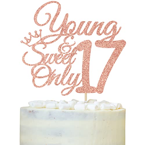 Young Sweet and Only 17 Cake Topper, Dancing Queen 17, 17th Year Old Cake Decor, Happy 17th Birthday Party Dekorationen Rose Gold Glitter Young Sweet and Only 17 Cake Topper, Dancing Queen 17, 17th Year Old Cake Decor, Happy 17th Birthday Party Dekorationen Rose Gold Glitter von LOVELY BITON