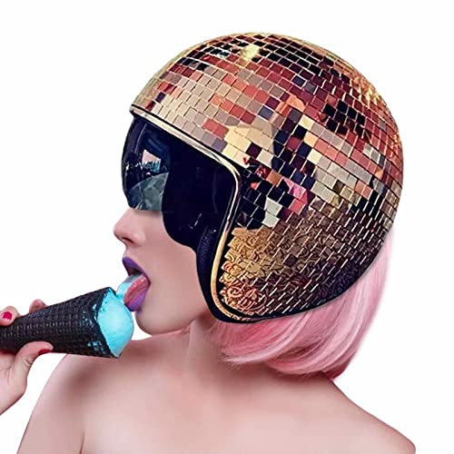 Discokugel Hüte Disco Helm | Disco Kugel Disco Helm | Disco Kugelhelm | DiscoKugel Spiegel Hut Mit Einziehbarem Sonnenschutz | Partyhut Blinkend Bis Zu Disco Ball Helm Mit Versenkbarem Visier von LOVEMETOO