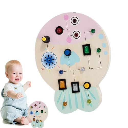 Fidget Board, Sensory Board für Kleinkinder | Holz-Montessori-LED-Lichtbrett,Lernspielzeug aus Holz, frühe Feinmotorik, sensorisches Reisespielzeug für Kinder ab 3 Jahren von LOVEMETOO