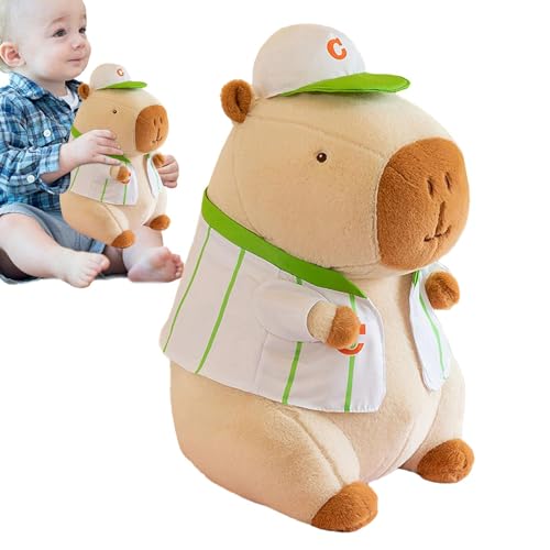 LOVEMETOO 35 cm weiches Plüschtier Capybara Simulation | Plüschspielzeug Capybara mit Baseballhut | Capybara Plüschtier Capybara, weiches Plüschkissen Capybara von LOVEMETOO