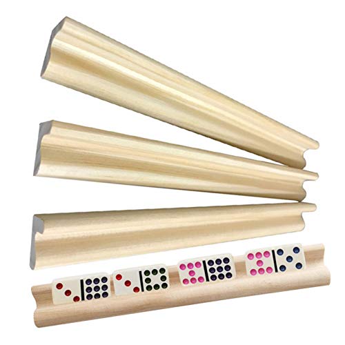 LOVEMETOO Domino-Halterung aus Holz | 4-teiliges Domino-Rack-Set | Domino-Halterungen aus Holz, Rganisator-Tabletts für Domino-Ziele, Mexikanischer Zug (Dominos nicht im Lieferumfang enthalten) von LOVEMETOO