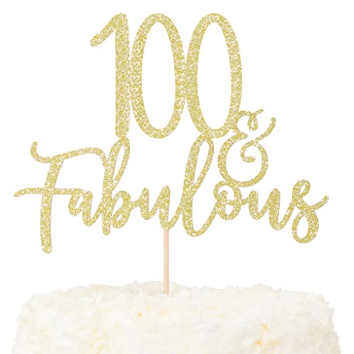LOVENJOY 100 und Fabulous Geburtstag Tortendeko Gold Glitter 100. Kuchen Topper für 100th Birthday Party Cake Dekoration Glittery LOVENJOY 100 und Fabulous Geburtstag Tortendeko Gold Glitter 100. Kuchen Topper für 100th Birthday Party Cake Dekoration Glittery von LOVENJOY