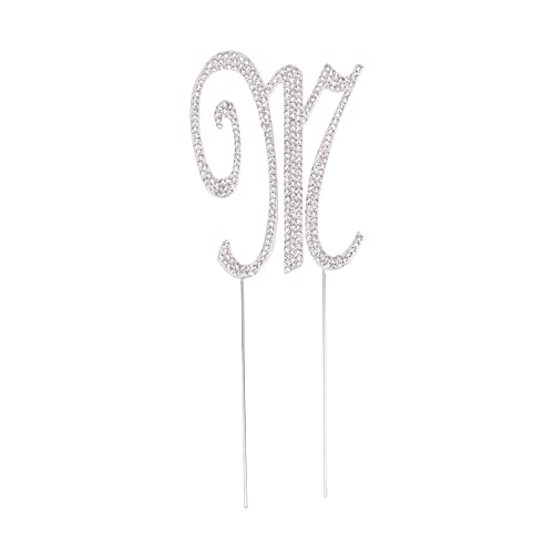 LOVENJOY Kuchendekoration Buchstabe M, mit Strasssteinen, 7,6 cm, silberfarben von LOVENJOY