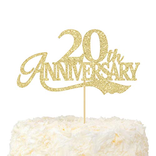 LOVENJOY Tortenaufsatz zum 20. Hochzeitstag Gold Glitter "Happy 20th Anniversary" Tortendeko für 20 Jahrestag Party Cake Dekoration LOVENJOY Tortenaufsatz zum 20. Hochzeitstag Gold Glitter "Happy 20th Anniversary" Tortendeko für 20 Jahrestag Party Cake Dekoration von LOVENJOY