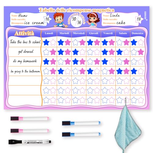 Belohnungstafel Kinder,Belohnungssystem Kinder,Magnetische Belohnungstafel für Kinder,Tagesplaner Kinder Routine,Wochenplaner Kinder,für Mädchen/Jungen,34 X 24 cm,Belohnungstafel Italienisch Belohnungstafel Kinder,Belohnungssystem Kinder,Magnetische Belohnungstafel für Kinder,Tagesplaner Kinder Routine,Wochenplaner Kinder,für Mädchen/Jungen,34 X 24 cm,Belohnungstafel Italienisch von LOVEXIU