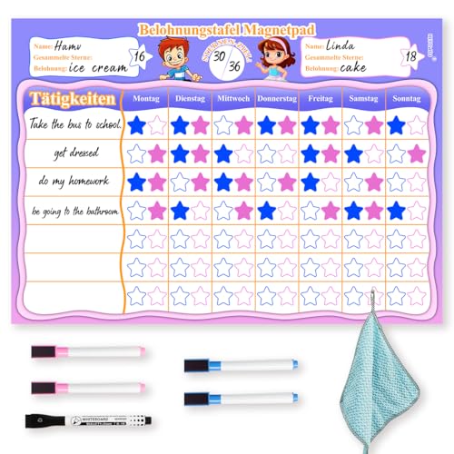Belohnungstafel Kinder,Belohnungssystem Kinder,Magnetische Belohnungstafel für Kinder,Tagesplaner Kinder Routine,Wochenplaner Kinder,für Mädchen/Jungen mit 5 Stifte,34 X 24 cm,Belohnungstafel Deutsch Belohnungstafel Kinder,Belohnungssystem Kinder,Magnetische Belohnungstafel für Kinder,Tagesplaner Kinder Routine,Wochenplaner Kinder,für Mädchen/Jungen mit 5 Stifte,34 X 24 cm,Belohnungstafel Deutsch von LOVEXIU