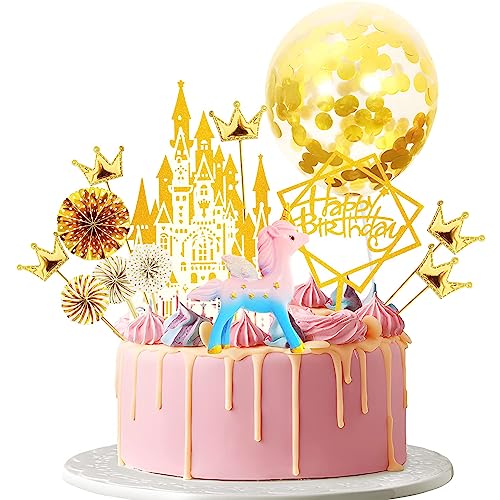 Einhorn Tortendeko Mädchen 14 Pcs,Einhorn Figuren Kuchen Deko,Happy Birthday Cake Topper Cupcake Topper, Für Kinder Mädchen Einhorn Geburtstag Deko Party Set Kindergeburtstag Mitgebsel Geschenke von LOVEXIU