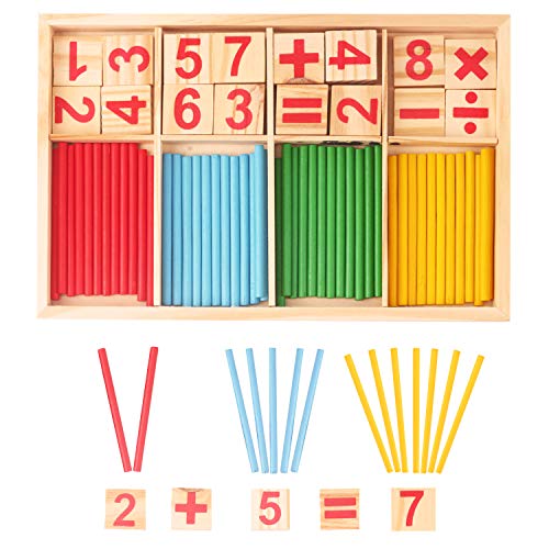LOVEXIU Montessori Mathe Spielzeug,Mathe Spielzeug rechenstäbchen,Magnetisch Holz Lernbox und Zählstäbchen,Pädagogisches Mathe-Spielzeu,Geschenke Einschulung für Vorschule Mädchen 2 3 4 5 Jahre Alt von LOVEXIU
