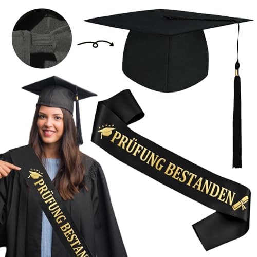 LOVEXIU Prüfung Bestanden Schärpe mit Absolventenhut,Graduation Hut und Schärpe,Abschluss Hut und Schärpe Schwarz Gold,Bestandene Prüfung Geschenk,für Abitur Abschlussfeiern Prüfung Bestanden Deko LOVEXIU Prüfung Bestanden Schärpe mit Absolventenhut,Graduation Hut und Schärpe,Abschluss Hut und Schärpe Schwarz Gold,Bestandene Prüfung Geschenk,für Abitur Abschlussfeiern Prüfung Bestanden Deko von LOVEXIU