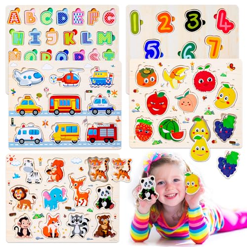 LOVICVKEM 5-teiliges Montessori-Puzzlespielzeug, bestehend aus Puzzles mit Dschungeltieren, Früchten, einem Auto, als Geschenk für Kinder von 1 bis 3 Jahren, Holzpuzzle für Jungen oder Mädchen. (A) LOVICVKEM 5-teiliges Montessori-Puzzlespielzeug, bestehend aus Puzzles mit Dschungeltieren, Früchten, einem Auto, als Geschenk für Kinder von 1 bis 3 Jahren, Holzpuzzle für Jungen oder Mädchen. (A) von LOVICVKEM