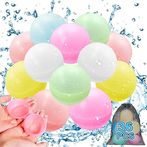 Wasserbomben Wiederverwendbar, 36 Stück Wiederverwendbare Wasserballons Selbstdichtende, Schnell Befüllbare Weiche Wasserbomben,Pool Spielzeug für Wasserschlachten,Familienaktivitäten Wasserbomben Wiederverwendbar, 36 Stück Wiederverwendbare Wasserballons Selbstdichtende, Schnell Befüllbare Weiche Wasserbomben,Pool Spielzeug für Wasserschlachten,Familienaktivitäten von LOVICVKEM