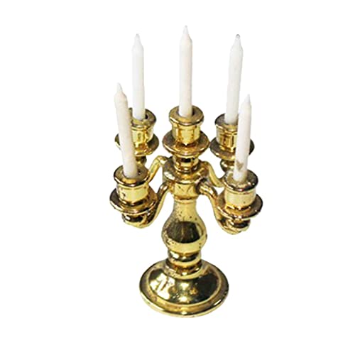 LOVIVER 1/12 Puppenhaus Esszimmer Kerzen Kerzenhalter Kerzenständer Modell, Golden von LOVIVER