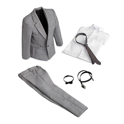 LOVIVER 1/6 graue Herren-Anzüge, formelle Outfits, stilvolle handgefertigte Kleidung für 12-Zoll-Figuren, Körperkostüm-Zubehör von LOVIVER