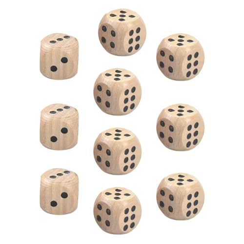 LOVIVER 10-teiliges Holzwürfel-Set mit den Zahlen 1–6, Sammlerstücke, Spiel-Requisiten, Standard 16 mm, für Tischspiele, Brettspiele, Partygeschenke, von LOVIVER