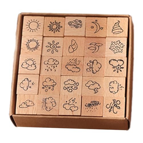 LOVIVER 25x Holz-Stempel-Tagebuch-Stempel-Set, DIY handgefertigte Druckstempel, Mini-Stempel, Holzstempel für Scrapbooking, Happy Planner, Wetter LOVIVER 25x Holz-Stempel-Tagebuch-Stempel-Set, DIY handgefertigte Druckstempel, Mini-Stempel, Holzstempel für Scrapbooking, Happy Planner, Wetter von LOVIVER