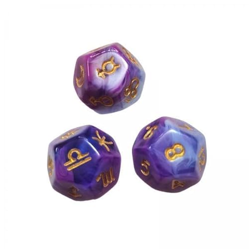 LOVIVER 2x3x D12 Polyedrische Würfel Acryl Rollenspiel Würfel Unterhaltung Spielzeug Astrologie Würfel Konstellation Würfel für Partybevorzugung, 4 Stück von LOVIVER