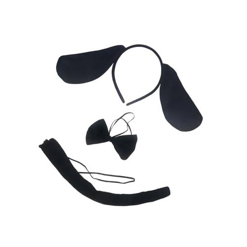 LOVIVER 3 x Hundeohren, Haarband, Fliege, Hundeschwanz, Party-Dekoration, Kostümzubehör, Hundekostüm-Set für Kinder, Cosplay-Partys, Schwarz LOVIVER 3 x Hundeohren, Haarband, Fliege, Hundeschwanz, Party-Dekoration, Kostümzubehör, Hundekostüm-Set für Kinder, Cosplay-Partys, Schwarz von LOVIVER