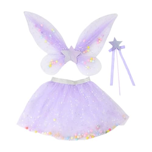 LOVIVER 3X Mädchen-Tutu-Rock mit Feenflügeln und -Set, Geschenk, Party, niedliches Tanzen, Verkleiden, Lila LOVIVER 3X Mädchen-Tutu-Rock mit Feenflügeln und -Set, Geschenk, Party, niedliches Tanzen, Verkleiden, Lila von LOVIVER