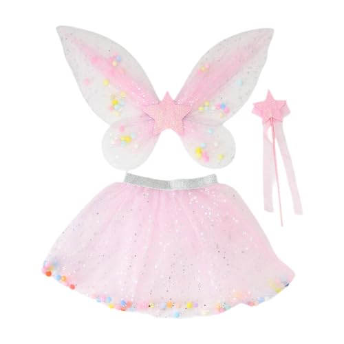 LOVIVER 3X Mädchen-Tutu-Rock mit Feenflügeln und -Set, Geschenk, Party, niedliches Tanzen, Verkleiden, Rosa LOVIVER 3X Mädchen-Tutu-Rock mit Feenflügeln und -Set, Geschenk, Party, niedliches Tanzen, Verkleiden, Rosa von LOVIVER
