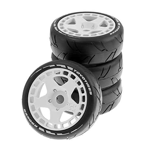 LOVIVER 4X RC Car Nabe Felge Und Reifen 1:8 1:7 Gummi für RC Road Buggy Car, Weiß von LOVIVER