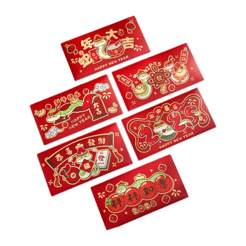 LOVIVER 6 x rote Umschläge für das chinesische Neujahr, Frühlingsfest-Zubehör, rote Pakete für Freunde von LOVIVER