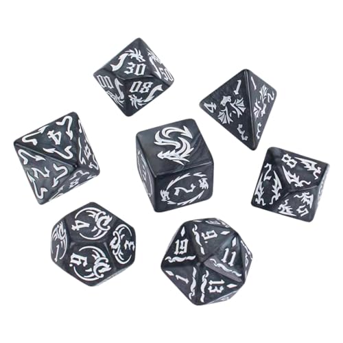 LOVIVER 7-teiliges Würfelset, Spielwürfelset, Partyzubehör, D20, D12, D10, D8, D6, D4, mehrseitige Spielwürfel für Brettspiele, Tischspiele, Schwarz von LOVIVER