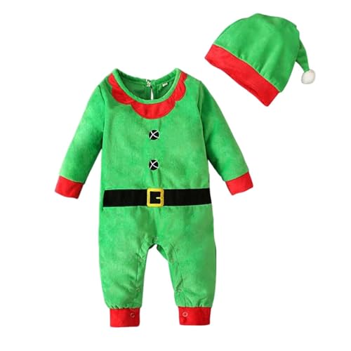 LOVIVER Baby-Weihnachtsmann-Anzug, Weihnachten, Baby-Weihnachtskleidung, Kostüm, Neugeborenes, Body, Outfit, Weihnachtsmann-Kostüm für Maskerade, Halloween, Grün, Größe 90 von LOVIVER