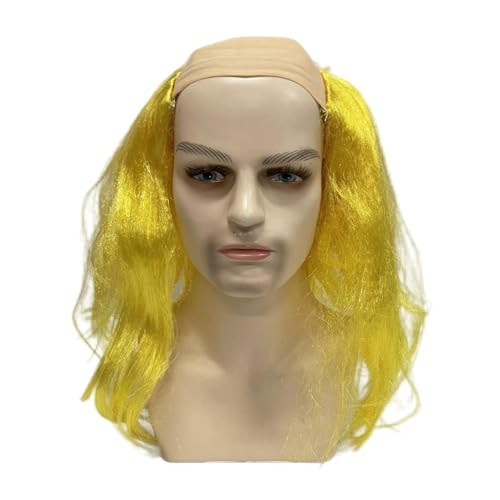 LOVIVER Bald Cap Perücken Kostümzubehör mit Haaren an den Seiten langes Synthetik einfach zu Sorgen für Themenparty Comic Con Cosplay Masquerade, Gelb von LOVIVER