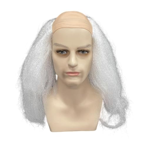 LOVIVER Bald Cap Perücken Kostümzubehör mit Haaren an den Seiten langes Synthetik einfach zu Sorgen für Themenparty Comic Con Cosplay Masquerade, Weiß von LOVIVER