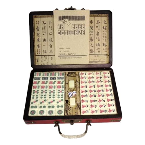 LOVIVER Chinesisches Mahjong mit Tragetasche, Unterhaltungs-Freizeitspiel, Geschenke für Erwachsene, Tischspiele, klassisch für Familienfeiern, 22.5 cm x 16 von LOVIVER