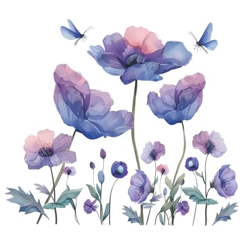 LOVIVER DIY Blau und rosa Blumenwandabziehbilder Schalen- und Stockwandkunstdekoration wasserdicht für Wohnzimmer von LOVIVER