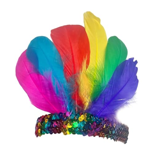 LOVIVER Feder-Stirnband, Feder-Kopfbedeckung für Cosplay, Karneval, Bühnenauftritt, Tanz, Mehrfarbig von LOVIVER