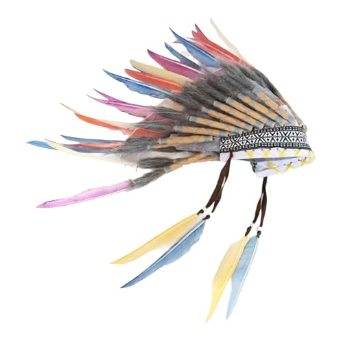 LOVIVER Federkopfschmuck für Herren und Damen, indischer Kopfschmuck für Party, Tanz, Bühnenshow, Festival von LOVIVER