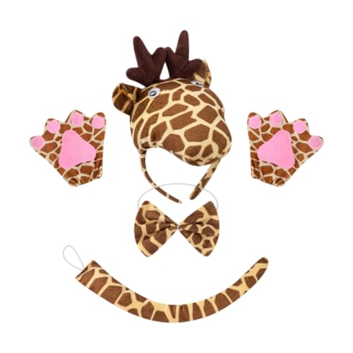 LOVIVER Giraffe Stirnband Tail Bine Gloves Kopfbedeckung Halloween Cosplay für Rollenspiele, Ohne Tutu von LOVIVER